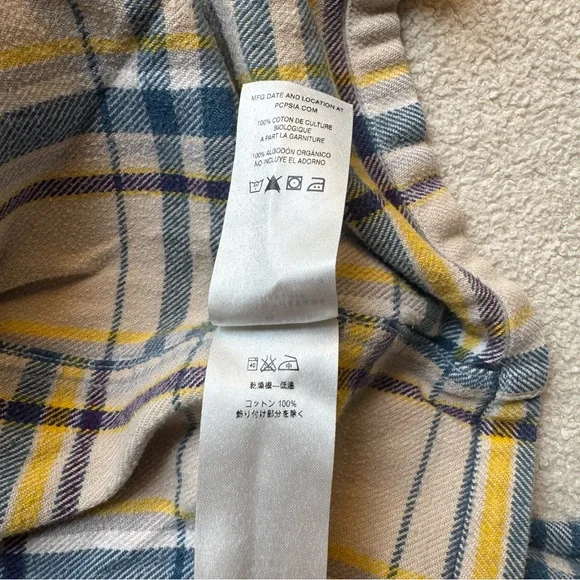 Patagonia Yellow Blue Tan Plaid Flannel Shirt - Picture 9 of 10
